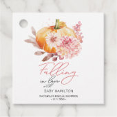 小さなカボチャが赤ちゃんシャワーの途中にある フェイバータグ (正面)