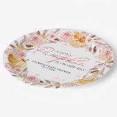 小さなカボチャが赤ちゃんシャワーの途中にある ペーパープレート (アングル)