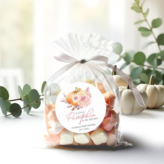 小さなカボチャが赤ちゃんシャワーの途中にある ラウンドシール