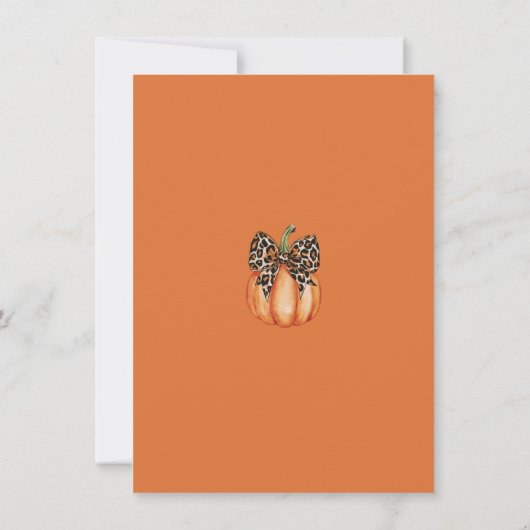 小さなカボチャが赤ちゃんシャワーの途中にある 招待状 (裏面)