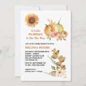 小さなカボチャが赤ちゃんシャワーの途中にある 招待状 (正面)