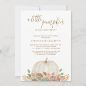 小さなカボチャが赤ちゃんシャワーの途中にある 招待状 (正面)