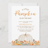 小さなカボチャが赤ちゃんシャワーの途中にある 招待状 (正面)
