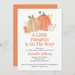 小さなカボチャが赤ちゃんシャワーの途中にある 招待状