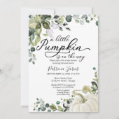 小さなカボチャが赤ちゃんシャワーの途中にある 招待状 (正面)