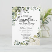 小さなカボチャが赤ちゃんシャワーの途中にある 招待状 (スタンド正面)