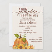 小さなカボチャが赤ちゃんシャワーの途中にある 招待状 (正面)