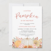 小さなカボチャが赤ちゃんシャワーの途中にある 招待状 (正面)