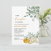 小さなカボチャが赤ちゃんシャワーの途中にある 招待状 (スタンド正面)