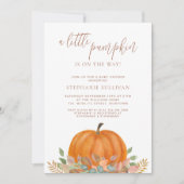 小さなカボチャが赤ちゃんシャワーの途中にある 招待状 (正面)