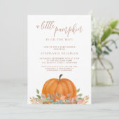 小さなカボチャが赤ちゃんシャワーの途中にある 招待状 (スタンド正面)