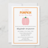 小さなカボチャが赤ちゃんシャワーの途中にある 招待状 (正面)