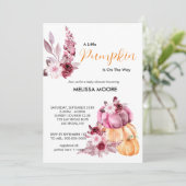 小さなカボチャが赤ちゃんシャワーの途中にある 招待状 (スタンド正面)