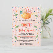 小さなカボチャが赤ちゃんシャワーの途中にある 招待状 (スタンド正面)