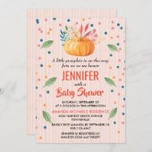 小さなカボチャが赤ちゃんシャワーの途中にある 招待状 (正面/裏面)