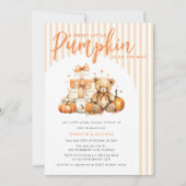 小さなカボチャが赤ちゃんシャワーの途中にある 招待状 (正面)