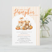 小さなカボチャが赤ちゃんシャワーの途中にある 招待状 (スタンド正面)