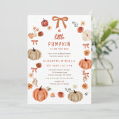 小さなカボチャが赤ちゃんシャワーの途中にある 招待状 (スタンド正面)
