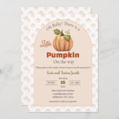 小さなカボチャが赤ちゃんシャワーの途中にある 招待状 (正面/裏面)