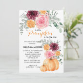 小さなカボチャが赤ちゃんシャワーの途中にある 招待状 (スタンド正面)