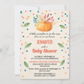 小さなカボチャが赤ちゃんシャワーの途中にある 招待状 (正面)