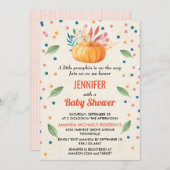 小さなカボチャが赤ちゃんシャワーの途中にある 招待状 (正面/裏面)