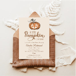 小さなカボチャが赤ちゃんシャワーパーティーの途中にある 招待状