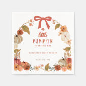小さなカボチャが赤ちゃんシャワー歓迎の途中にある スタンダードカクテルナプキン (正面)