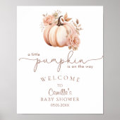 小さなカボチャが赤ちゃんシャワー歓迎の途中にある ポスター (正面)