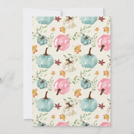 小さなカボチャが赤ちゃんシャワー秋に行く 招待状 (裏面)