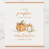 小さなカボチャが途中だ!秋ベビーシャワー ワインラベル (シングルラベル)