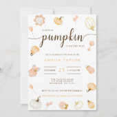 小さなカボチャが途中で女の子の赤ちゃんシャワー 招待状 (正面)