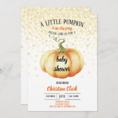 小さなカボチャが途中で水を浴びる赤ちゃん 招待状 (正面/裏面)