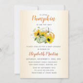 小さなカボチャが途中で水彩のベビーシャワー 招待状 (正面)