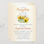 小さなカボチャが途中で水彩のベビーシャワー 招待状 (正面/裏面)
