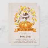 小さなカボチャが途中で秋のベビーシャワー 招待状 (正面/裏面)