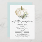 小さなカボチャが途中で秋の赤ちゃんシャワー 招待状 (正面/裏面)