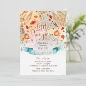 小さなカボチャが途中で赤ちゃんシャワー秋 招待状 (スタンド正面)