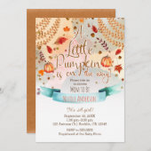 小さなカボチャが途中で赤ちゃんシャワー秋 招待状 (正面/裏面)