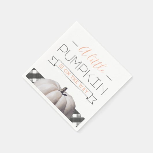 小さなカボチャが途中にある秋の赤ちゃんシャワー スタンダードカクテルナプキン (角)