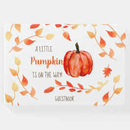 小さなカボチャが途中にある秋ベビーシャワー ゲストブック
