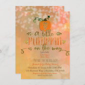 小さなカボチャが途中にある秋ベビーシャワー 招待状 (正面/裏面)