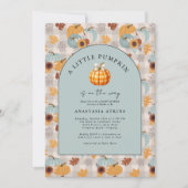 小さなカボチャが途中にある秋ベビーシャワー 招待状 (正面)