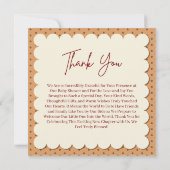 小さなカボチャが途中にある秋赤ちゃんシャワー サンキューカード (裏面)