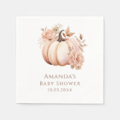 小さなカボチャが途中にある秋赤ちゃんシャワー スタンダードカクテルナプキン (正面)