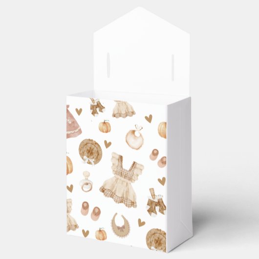 小さなカボチャが途中にある秋赤ちゃんシャワー フェイバーボックス (オープン)