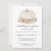 小さなカボチャが途中にある秋赤ちゃんシャワー 招待状 (正面)