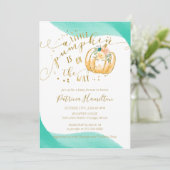 小さなカボチャが途中にある秋赤ちゃんシャワー 招待状 (スタンド正面)