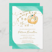 小さなカボチャが途中にある秋赤ちゃんシャワー 招待状 (正面/裏面)