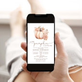 小さなカボチャが途中にある秋赤ちゃんシャワー 招待状